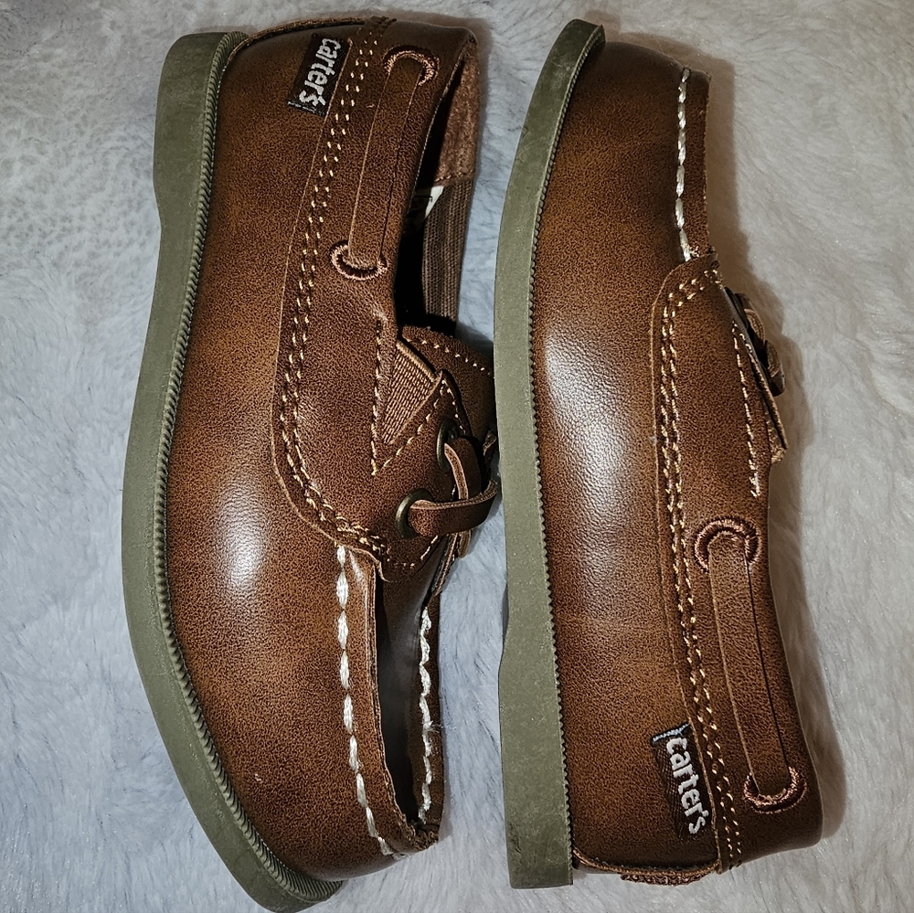 Carter’s Toddler Brown Loafer Boat Shoes Boys Dress Casual Sz 7T - Picture 4 of 7
